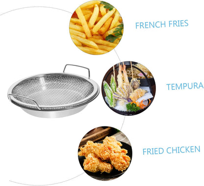 Mesh Drain Pan Set - Barbeque Grill Plate and Vegetable Drainer for Smokeless Roasting and Steaming