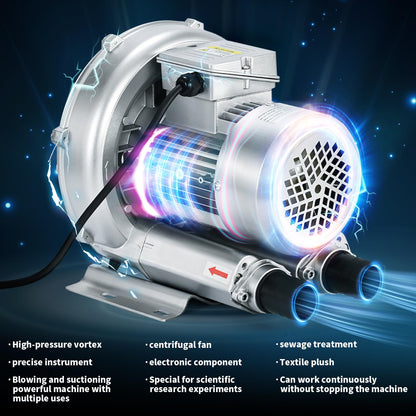 Byjoph Regenerative Blower High-Pressure Vortex Ring Blower 110V 60Hz Single Phase 0.4HP 33CFM for Sewage Aeration Aquarium Fish Pond