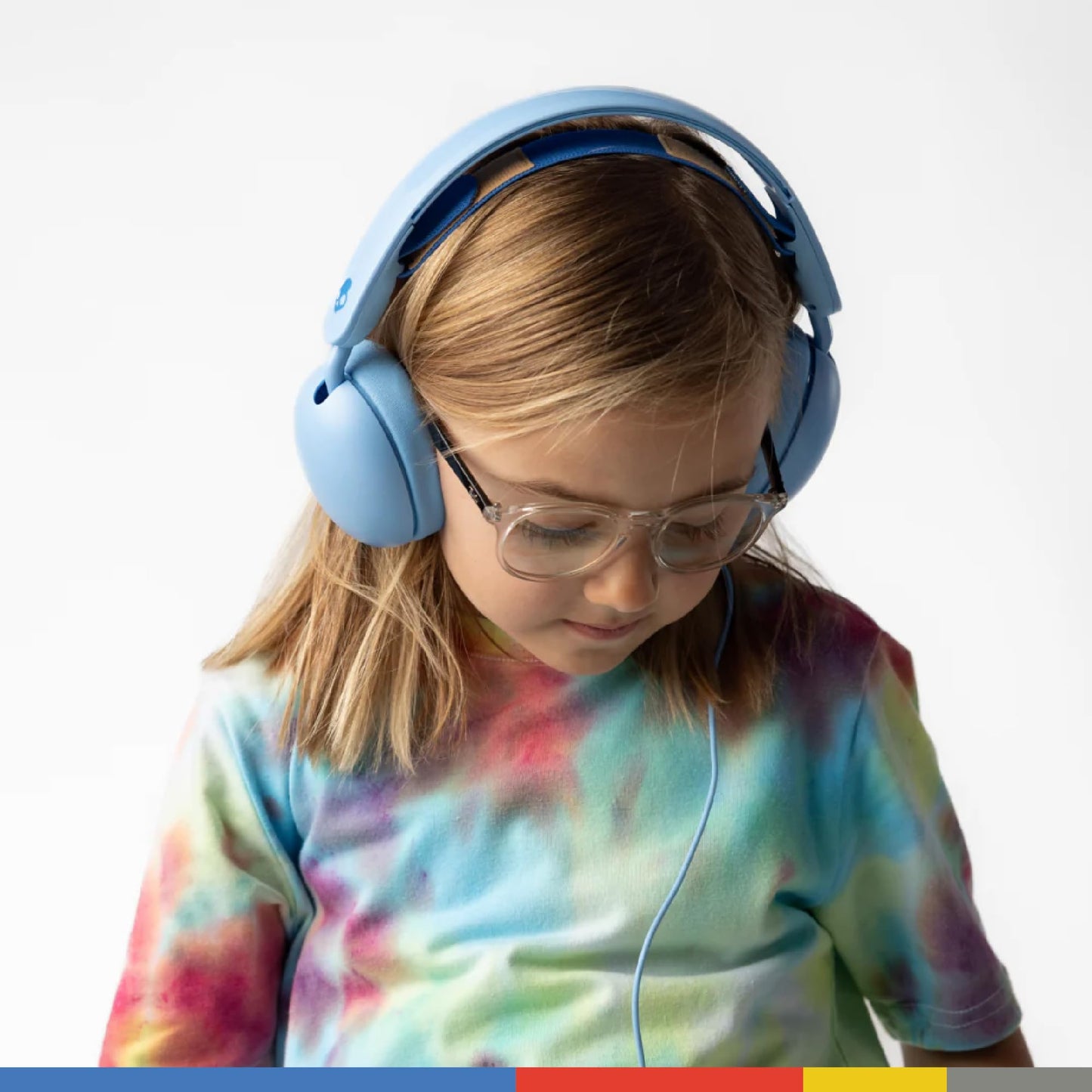 Skullcandy Grom Wired Headphones, Volume-Limiting Audio, Comfortable Over-Ear Fit, Foldable, Designed for Kids 6+, Convenient for Travel with 3.5mm AUX Plug, Built-in Microphone - Surf Blue