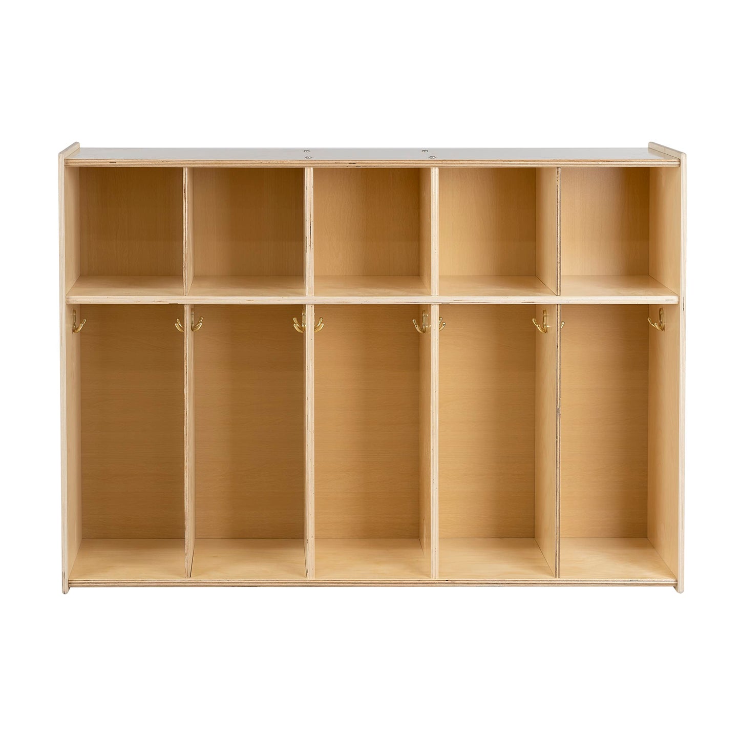 RRI Goods 5-Section Coat Locker with Cubbies, Wooden Backpack Storage Organizer with Coat Hooks and Cubby Storage Organizer Cubes for Kids, Daycare, Classroom