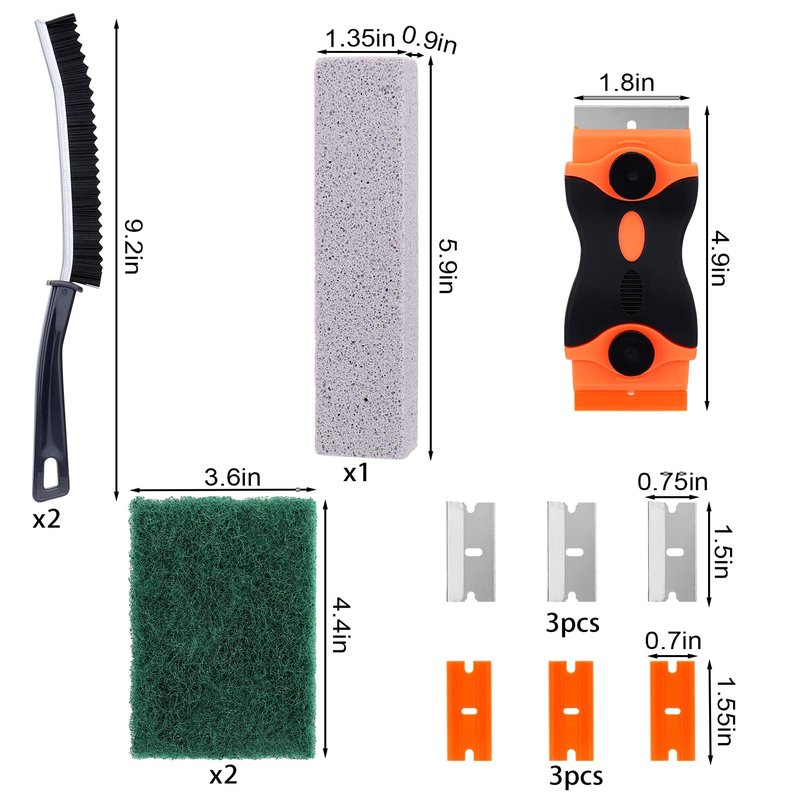Palksky Heavy Duty Oven Cleaner Tools, Oven Cleaning Accessories, Oven Cleaning Kit with Crevice Cleaning Brush, Razor Blade Scraper, Pumice Stone, Cleaning Rags