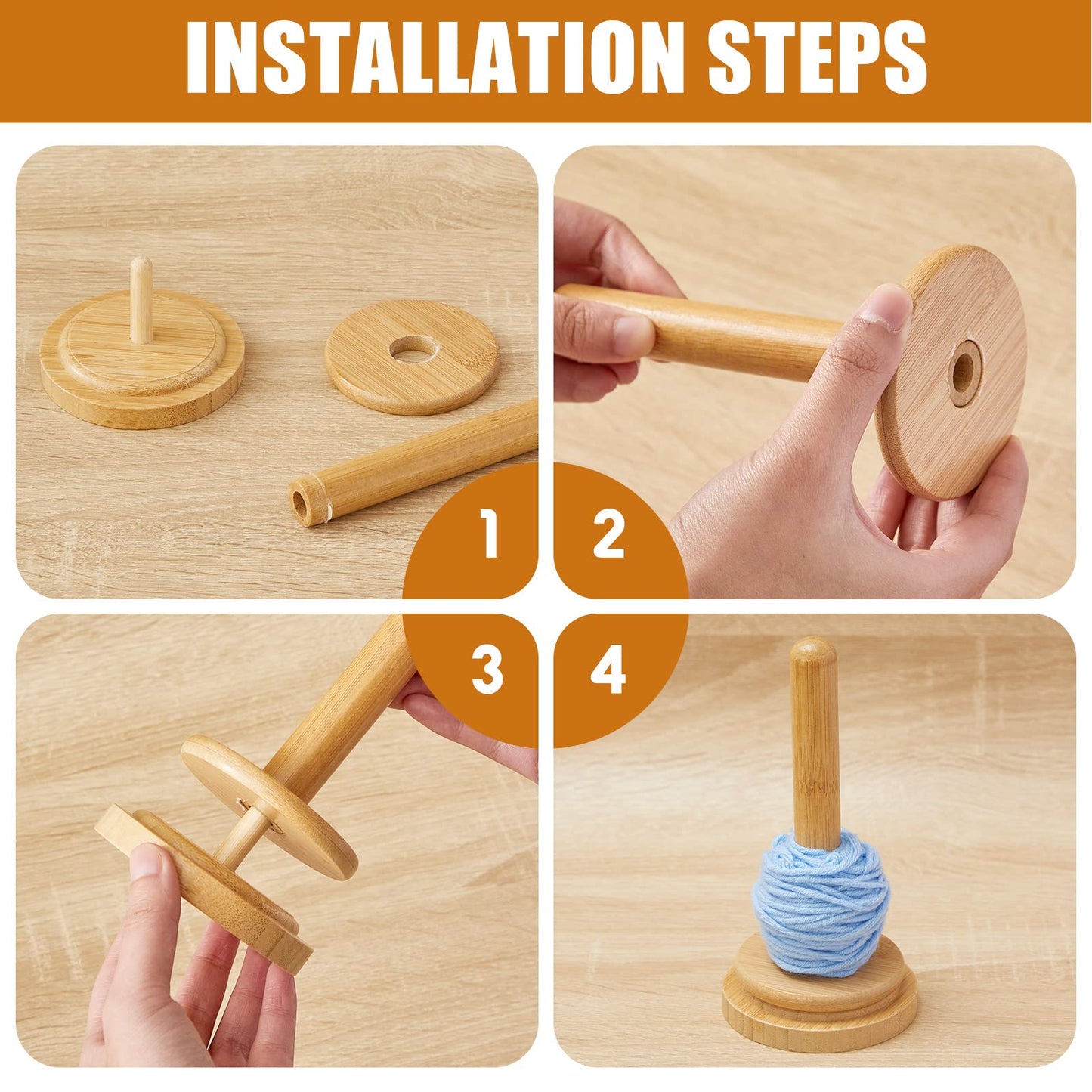 Yarn Holder Wooden Yarn Skein Holder Dispenser for Crocheting Knitting Embroidery Accessory Gift Classic Wooden Spinning