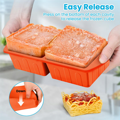 2 Pack Silicone Freezer Trays With Lid For Easy Storage Silicone Soup Freezer Molds 2 Cup ，Perfect For ice cube tray Freezing Broth Sauces Store Leftovers , Leakproof, Easy Release Dishwasher Safe