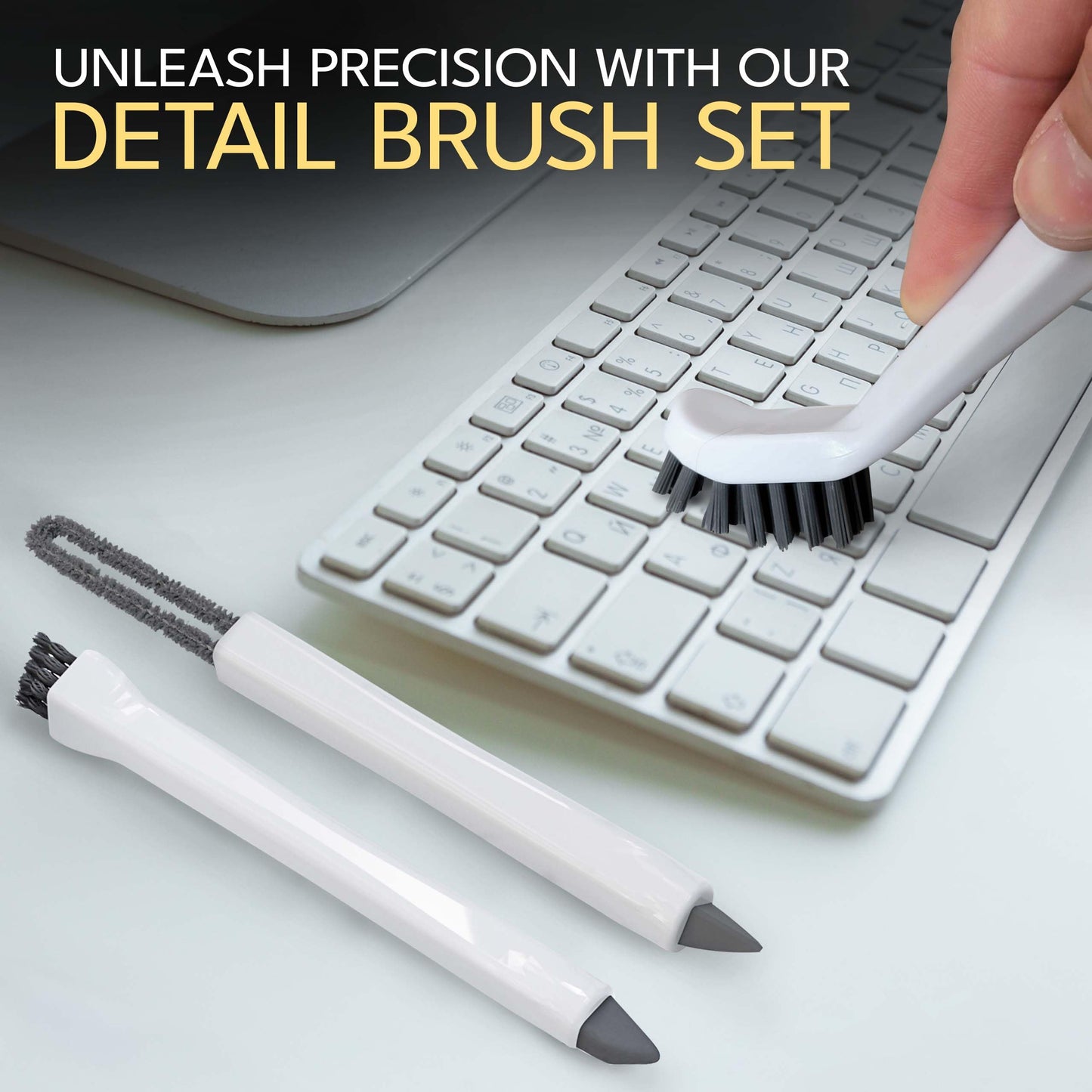 Small Cleaning Brush Set 3pcs—Crevice Brushes for Cleaning—Scrub Brushes Set with Silicone Tipped Scrub Brush—Stiff Handle Miniature Cleaning Brush for Kitchen Uensils, Tight Spaces, Tub, Shower