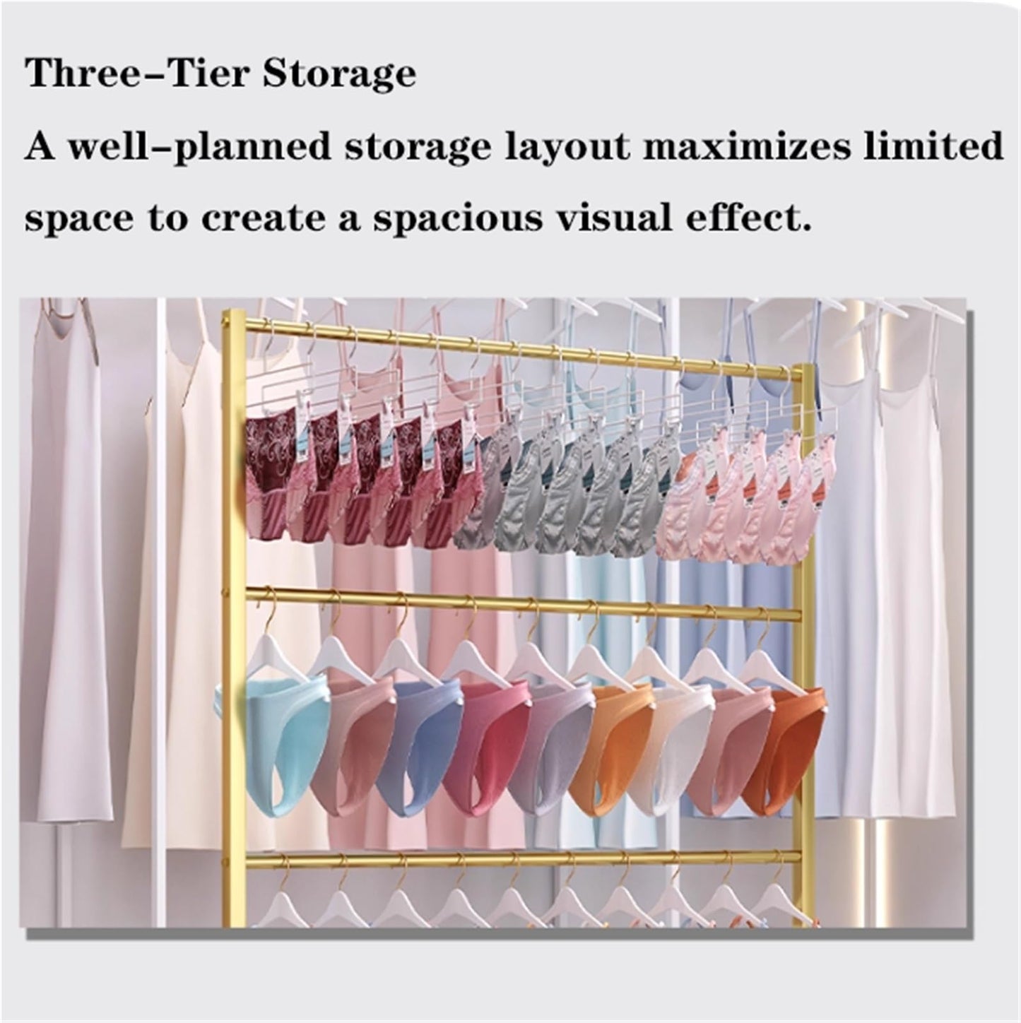 Mobile Lingerie Bra Rack Swimsuit Organizer Hanger, Anti-Slip, Underwear Display Stand with Wheels, Commercial Clothing Store Shelf, for Shorts,Hats, Sock, 3 Tier(Black,100 * 40 *