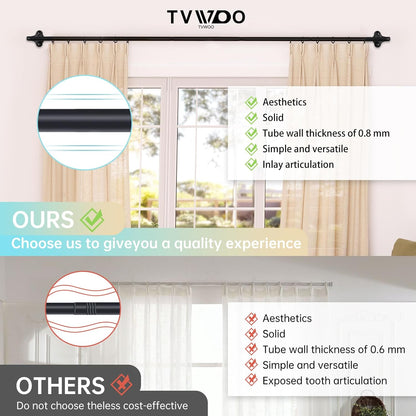 Wrap Around Curtain Rods, Black Adjustable Curtain Rods 36 to 72 Inch for Room Darkening Windows