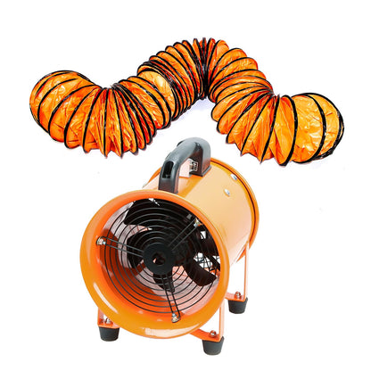 8-Inch High-Velocity Portable Utility Blower Fan, Industrial Exhaust Fan with 33ft Flexible Duct Hose, 3150 RPM Low-Noise Ventilator for Basements, Workshops, Warehouses, and Confined Spaces