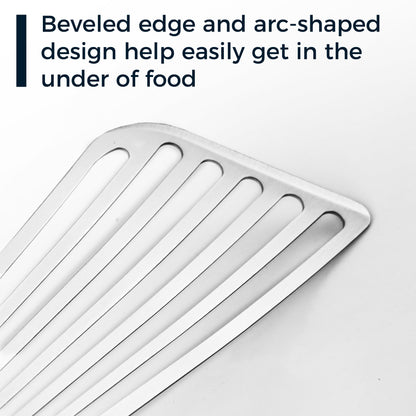 MUJINON Fish Spatula 18/8 Stainless Steel, Thin Long Flexible 12.5-in Metal Spatula Fish Turner Brushed Kitchen Utensil for Outdoor Grilling Daily Barbeque, Dishwasher Safe