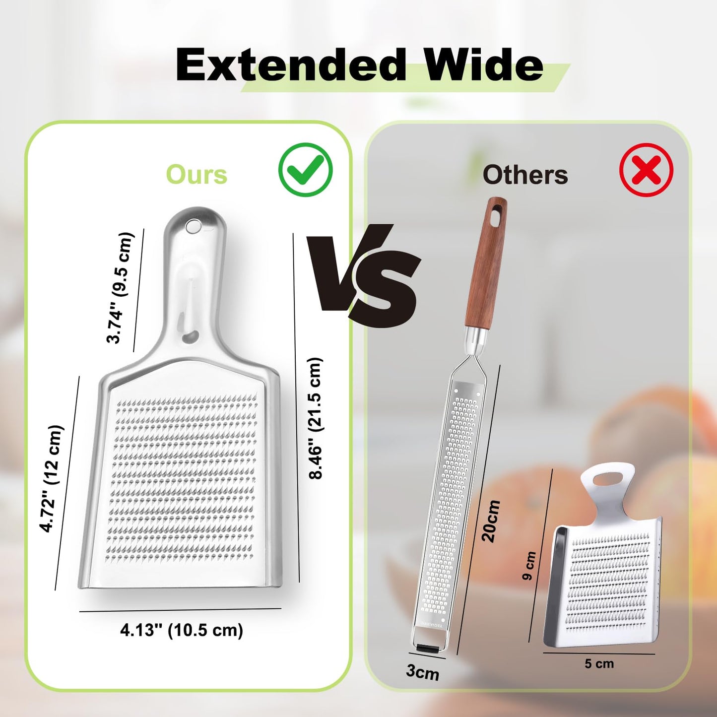 Ginger Grater Tool, Stainless Steel Grater Rustproof 8.46"x4.16" Large Size Ginger Grinder for Fine Grate, Dishwasher Safe Kitchen Tool for Garlic Cheese, Nutmeg, Vegetables & Citrus Zesting