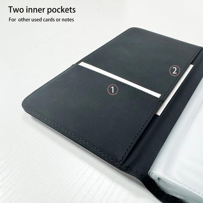 Leather Professional Business Card Holder Book Organizer, 240 Card Slots Capacity Booklet, Premium PU Name Cards Storage Folder with Soft Cover, Credit Card Binder Holder for Men/Women (Light black)