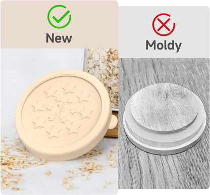 12 Pack 5oz Sophico Oui Yogurt Jar Lids Silicone, Leak Proof Covers Fit For Oui Glass Jar with Bottle Labels, Airtight