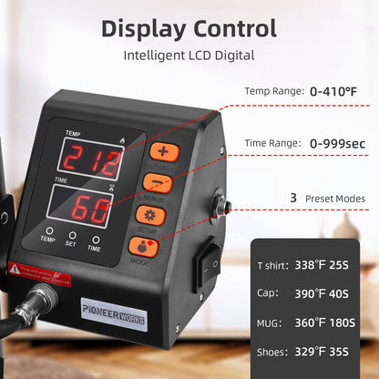 11 in 1 Heat Press Machine Professional Sublimation Machine 12" X 15", 360-Degree Swing Away, Multifunction Heat Transfer Machine Industrial-Quality for T-Shirts, Pillow, Hats, Caps, Mugs and Plate