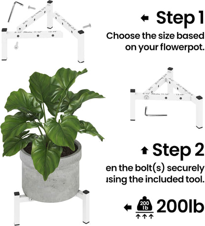 Adhoklop 2 Pack 8-14 Inch Adjustable Plant Stand Indoor for Pots, Heavy-Duty Metal Flower Pot Holder Indoor/Outdoor