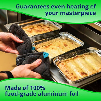IDL Packaging Half-Size Aluminum Steam Table Pans - Shallow Disposable Foil Pans with Lids | 13" x 11" x 1.5" (Pack of 10) for Grilling & Baking
