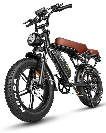 OUXI V8 Electric Bike for Adults, Ebike with15.6 AH Removable Battery Max 60Miles, 20" Electric Dirt Bike Dual Disc Brakes, 7-Speed Gear, Electric Motorcycle for Commuting & Off-Road
