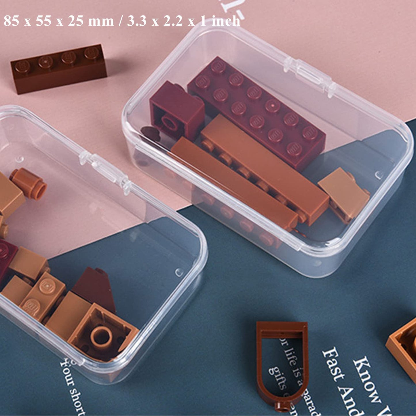 Thintinick 28 Pack Rectangular Mixed Sizes Clear Plastic Storage Containers Box with Hinged Lid for Beads and Other Small Craft Items