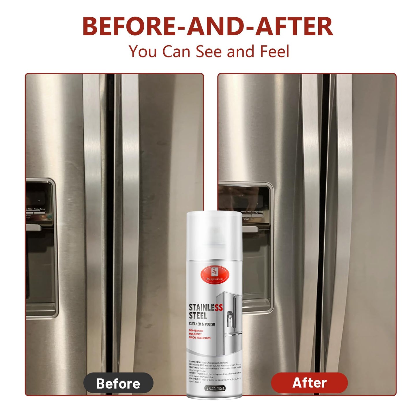 Stainless Steel Cleaner & Polish （17OZ Pack of 2）- Quick Shine, Streak-Free Formula - Safe for Appliances, Cookware, Sinks - Restores Shine - Eco-Friendly