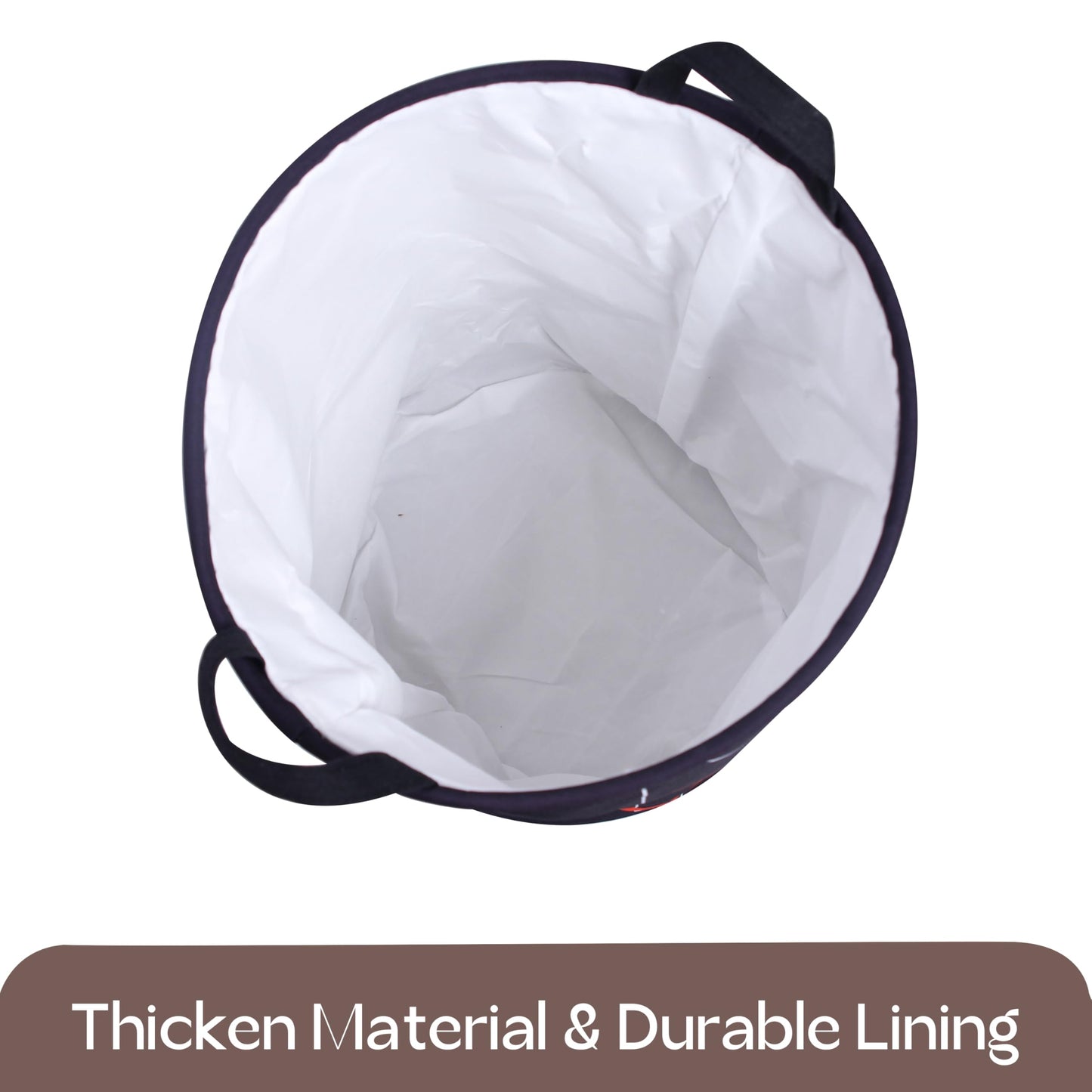 Basketball Boys Laundry Basket with Lining Kids Round Black Basketball Laundry Hamper Clothes Storage Bin Basket Organizer for Boy Room Decor