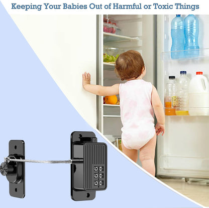 2 Pcs Refrigerator Fridge Freezer Door Lock with Password, Child Proof for Kitchen Refrigerator, Cabinets, Drawers