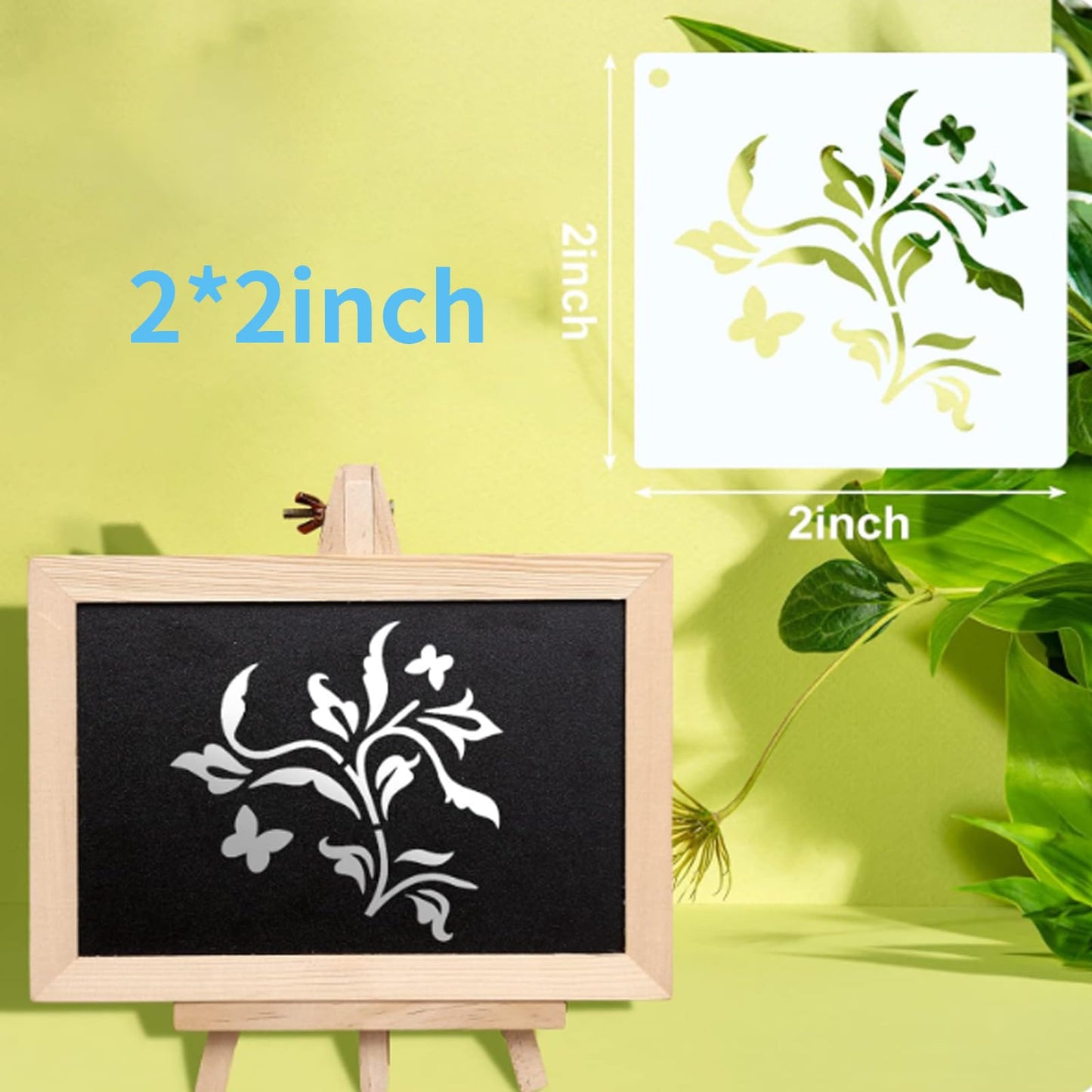 100 Pcs Stencils for Painting on Wood Reusable Stencil Crafts Drawing Templates Floral & Botanical Templates for DIY Art, Home Decor, Wood, Glass, Fabric (2x2 Inch, Hawaiian)