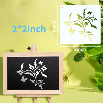 100 Pcs Stencils for Painting on Wood Reusable Stencil Crafts Drawing Templates Floral & Botanical Templates for DIY Art, Home Decor, Wood, Glass, Fabric (2x2 Inch, Hawaiian)