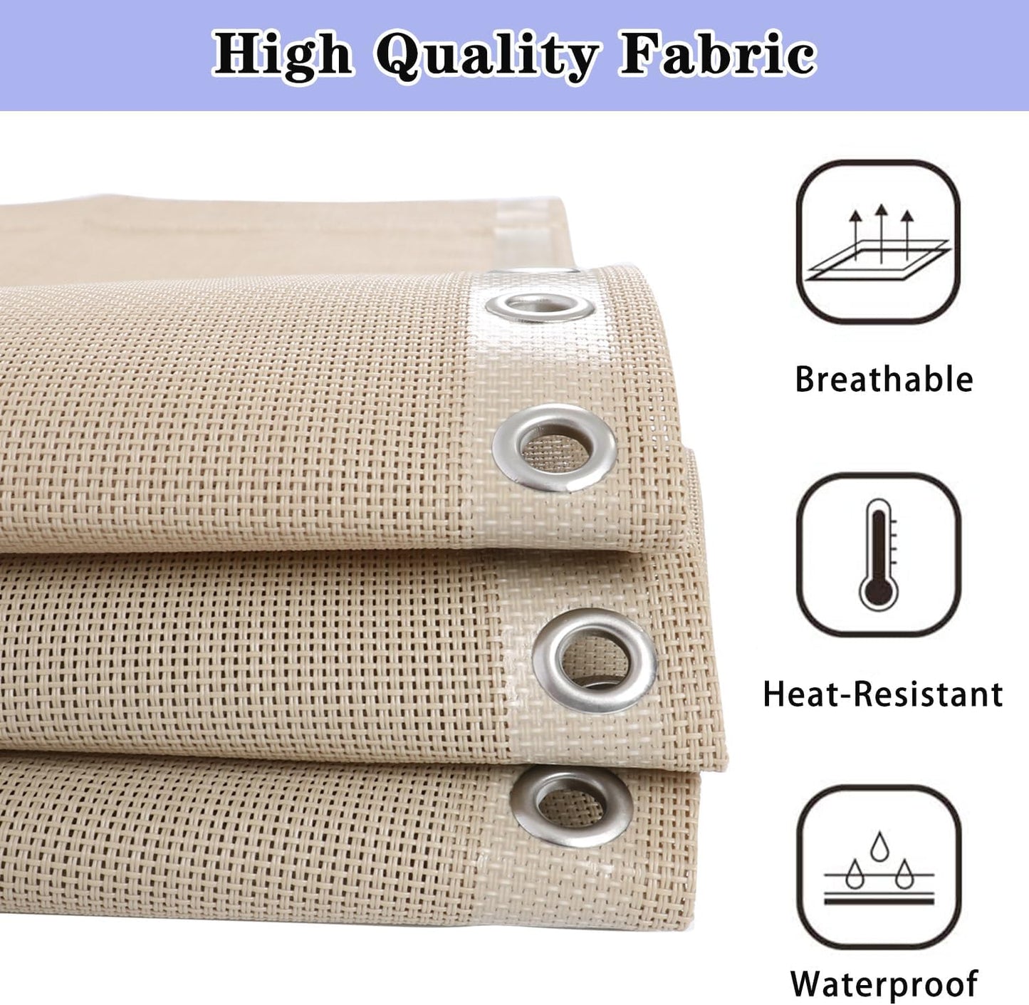 Zero Gravity Chair Replacement Fabric, 17 Inch Wide with 4 Bungee Cord Kit, Repair Cloth for Outdoor Recliner, Wheat