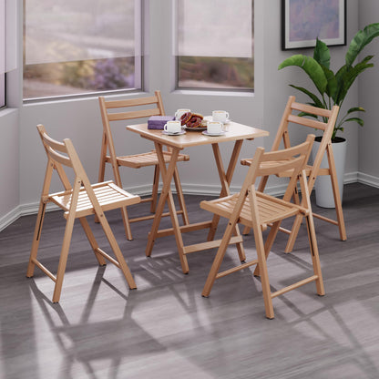 Winsome Delaney 5-PC Set Folding Table and Chairs Natural Finish