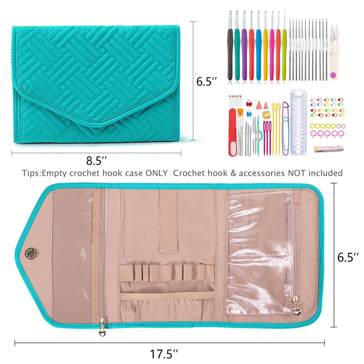 MYBAGZING Crochet Hook Case - Foldable Organizer for Knitting & Crochet Supplies - Knitting Accessories