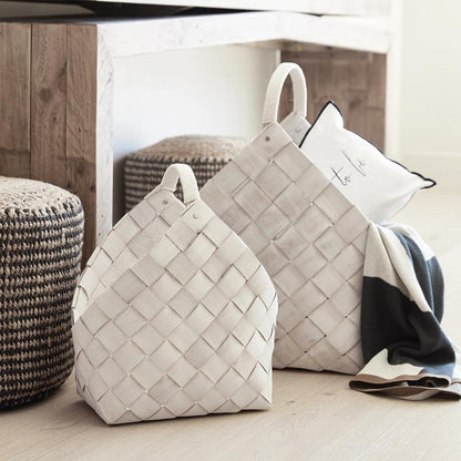 Santa Barbara Design Studio Wood Woven Storage Baskets, Nested Baskets for Home Décor, Set of 2