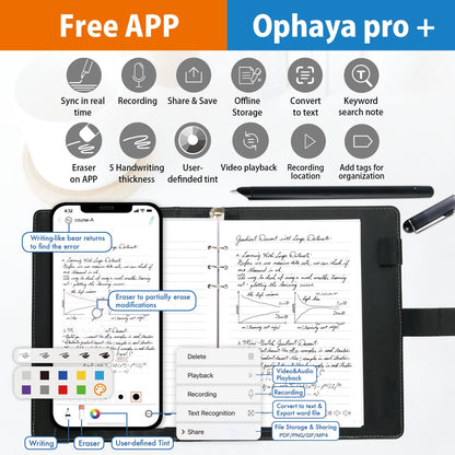 Ophayapen Digital Smart Pen Notebook and Writing Board Set, Real-time Sync for Digitizing, Convert to Text,Storing, and Sharing Paper Notes, Compatible with Smartphone (Android and iOS)