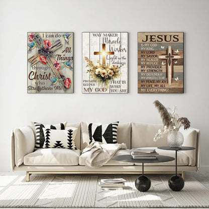 Diamond Art Kits for Adults Beginner, 3 Pack Christian Cross with Flowers Diamond Kits 5D Diamond Dots Gem Art Crafts with Tools Round Full Drill Funny Crafts for Home Wall Decor&Gift 12x16 inch