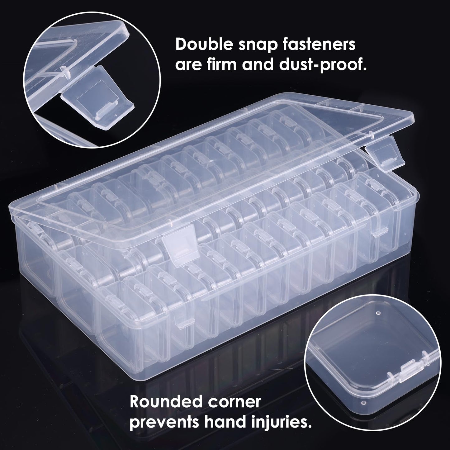 OUTUXED Bead Organizer Box, 72Pcs Small Clear Plastic Bead Storage, Mini Craft Storage Containers Boxes with Hinged Lid and Labels for Bracelets, Making DIY Jewelry Craft Nail, Screws, Seeds