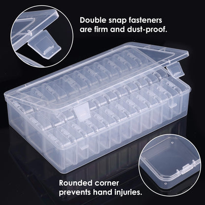 OUTUXED Bead Organizer Box, 72Pcs Small Clear Plastic Bead Storage, Mini Craft Storage Containers Boxes with Hinged Lid and Labels for Bracelets, Making DIY Jewelry Craft Nail, Screws, Seeds