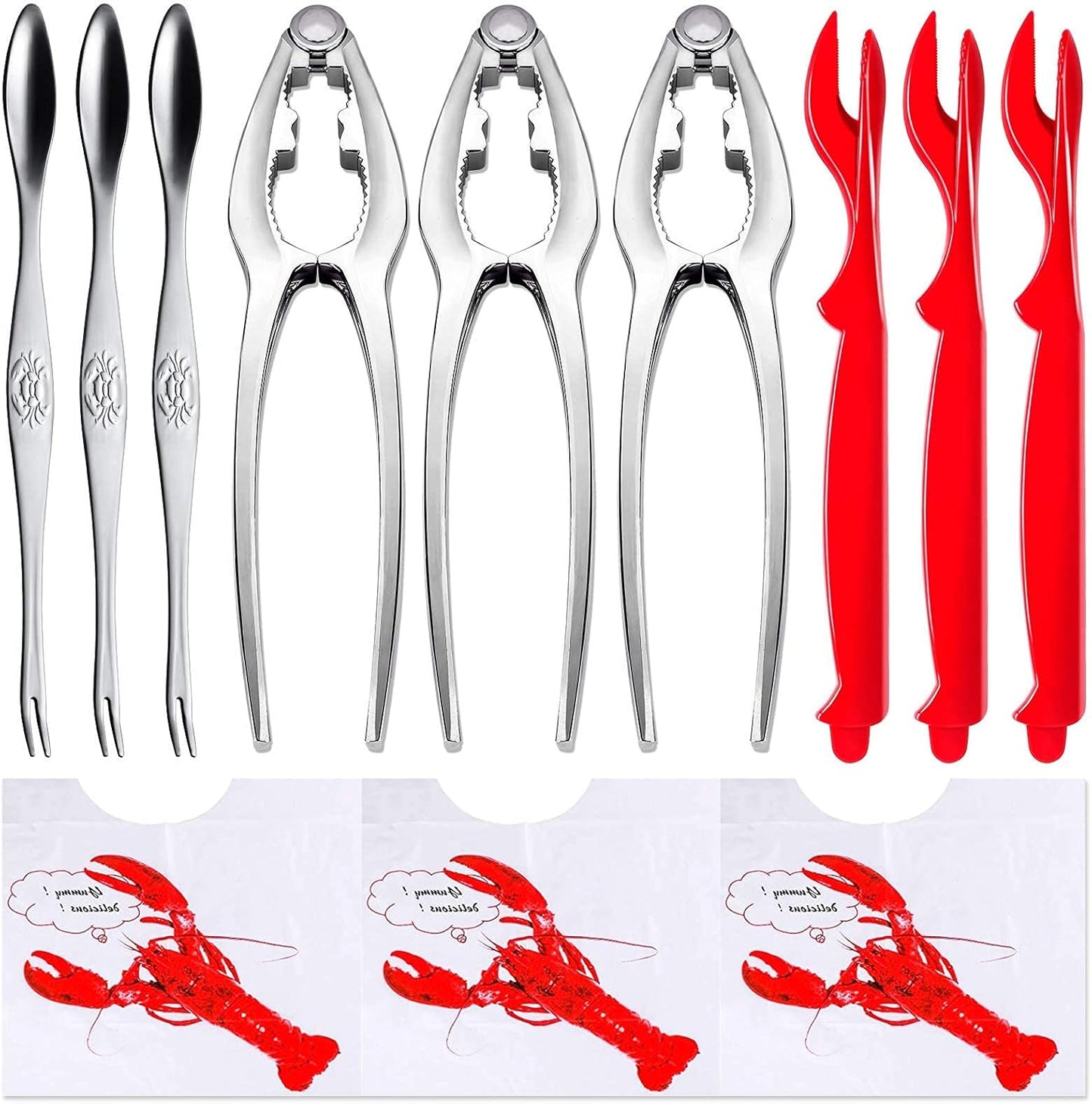 12 3 3 3 3 YGAOHF Pcs Professional Crab Leg Crackers and Tools - Includes Crab Crackers, Lobster Shellers, Crab Leg