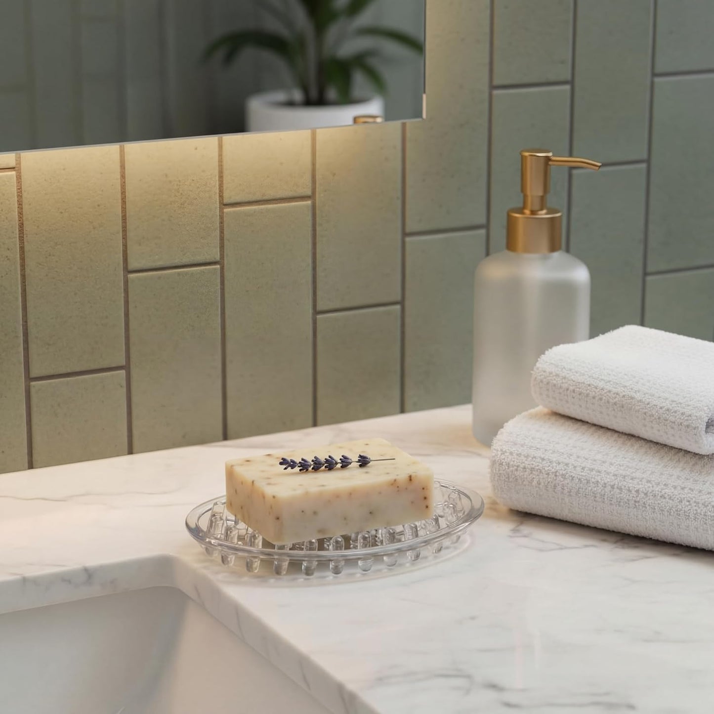 2 Counter, 4.5 3 0.7 Inches Pcs Plastic Soap Holder Soap Dish Bar Saver Tray with Holes Sponge Holder for Kitchen