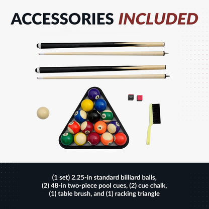 Hathaway Fairmont 6 Foot Folding Pool Table – Includes Full Set of Billiard Balls, Cues, Chalk, Triangle, and Carrying Bag – Portable Billiard Table with Red Felt, Black Finish