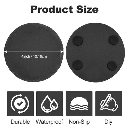 60 Pieces Slate Coasters. Dhfsleo 4 inch Black Coasters Stone Coaster Set,Laser Engraving Blanks with Anti-Scratch Bottom, Perfect for use in Your Home, Office, Kitchen,bar or Anywhere.Round