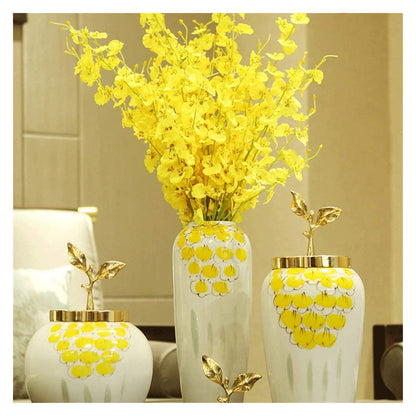 Sculpture Vase Vase Ceramic Floor Dry Flower Art Decoration Ornament Flower Arrangement White Handcrafted Living Room Crafts (Size : 43cm*11cm)