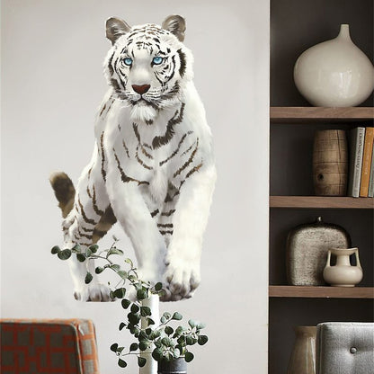 RoyoLam Mighty White Tiger Wall Decal Jungle Animal Wall Sticker Removable Peel and Stick Waterproof Wall Art Decor Stickers for Kids Baby Nursery Classroom Living Room Playing Room Bedroom
