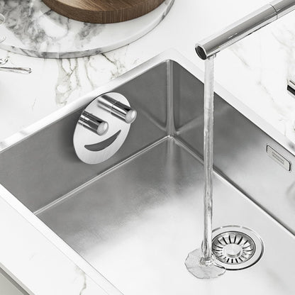 Yoshiky Stainless Steel Smiley Face Sponge Holder - Silver Sink Caddy Organizer with Suction Cup for Kitchen