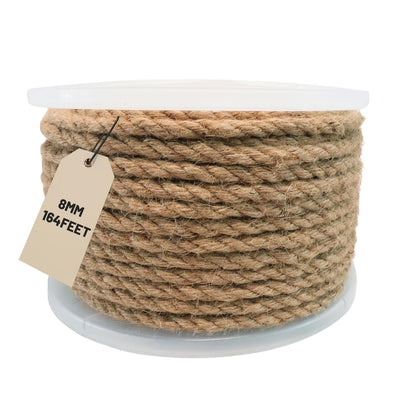 SDHUATUO Jute Twine Rope 8mm x 164ft, Natural Hemp String for Gardening, Crafting, Cat Scratching Post, DIY Crafts, Bundling, Home Decor