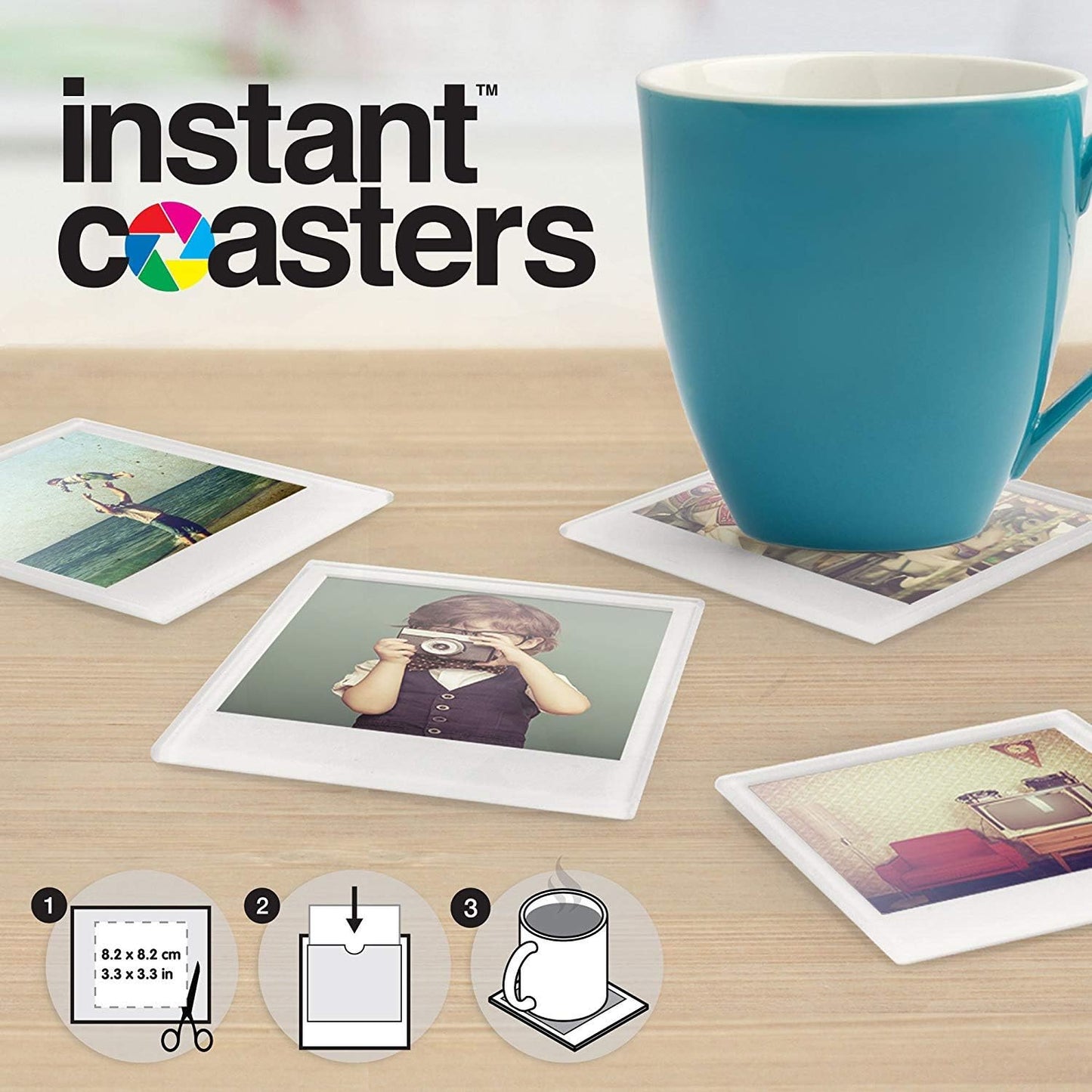 Mustard Glass Coasters Set, Personalize Your Drinks Mat - Instant Photo