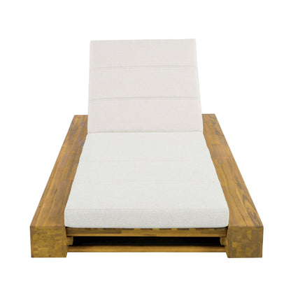 Christopher Knight Home Tory Acacia Wood Chaise Lounge Chair Outdoor Set of 2, Poolside Sun Lounger Recliner, Patio Outdoor Chaise Lounge with Cushions, Adjustable Backrest Lounge Sofa, Beige+Teak