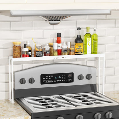 27 33 Inch 4 Countertop, Stove Top Shelf for Curved Stove, Expand to Spice Rack, Level Adjustable Height Spice Shelf