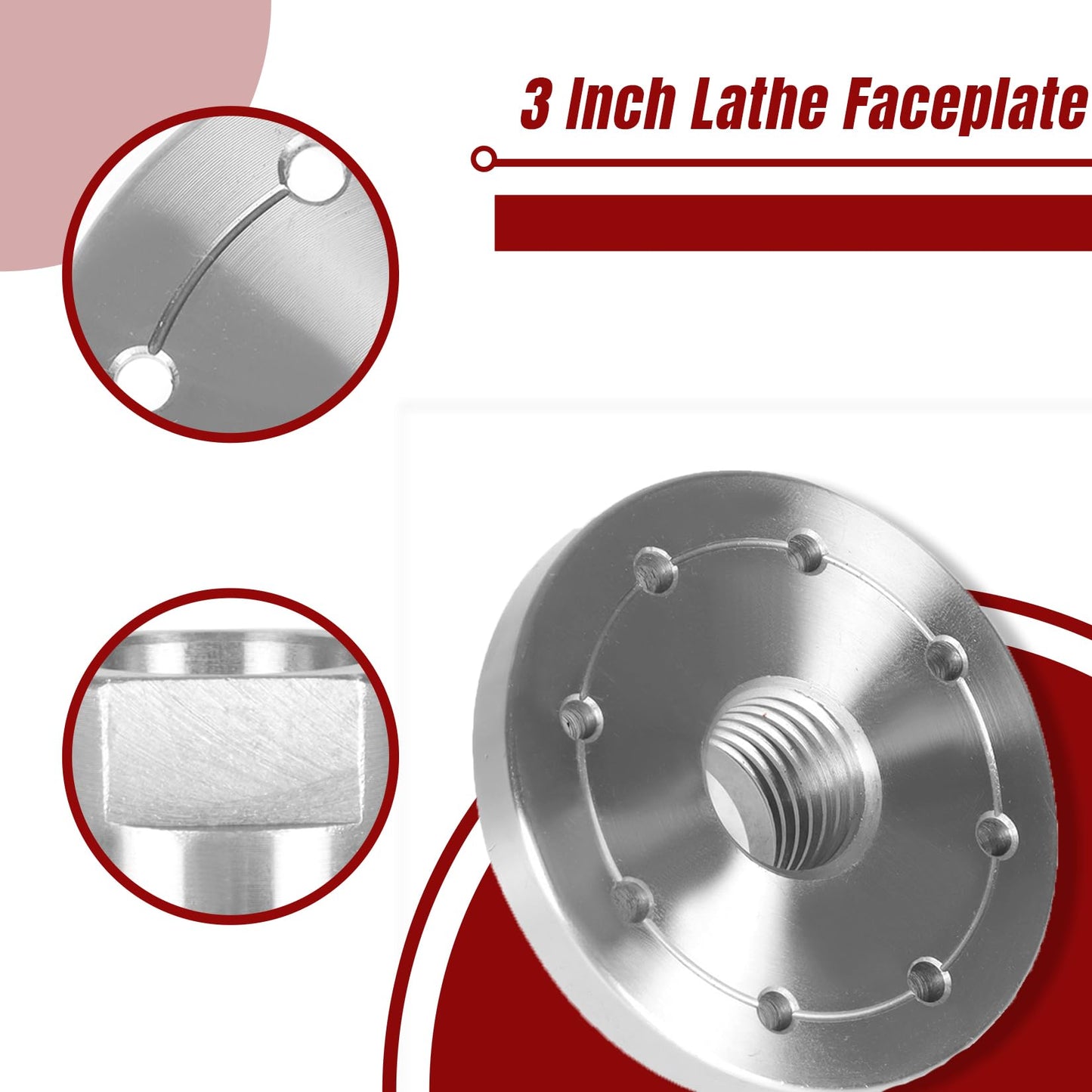 findmall 3 Inch Lathe Faceplate Steel Wood Lathe Face Plate for 1Inch x 8 Tpi Spindle Without Screwchuck