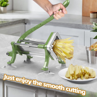 French Fry Cutter Commercial Potato Slicer with Suction Feet Complete Set, Includes 1/4", 3/8",1/2",8 Pieces,6 Pieces