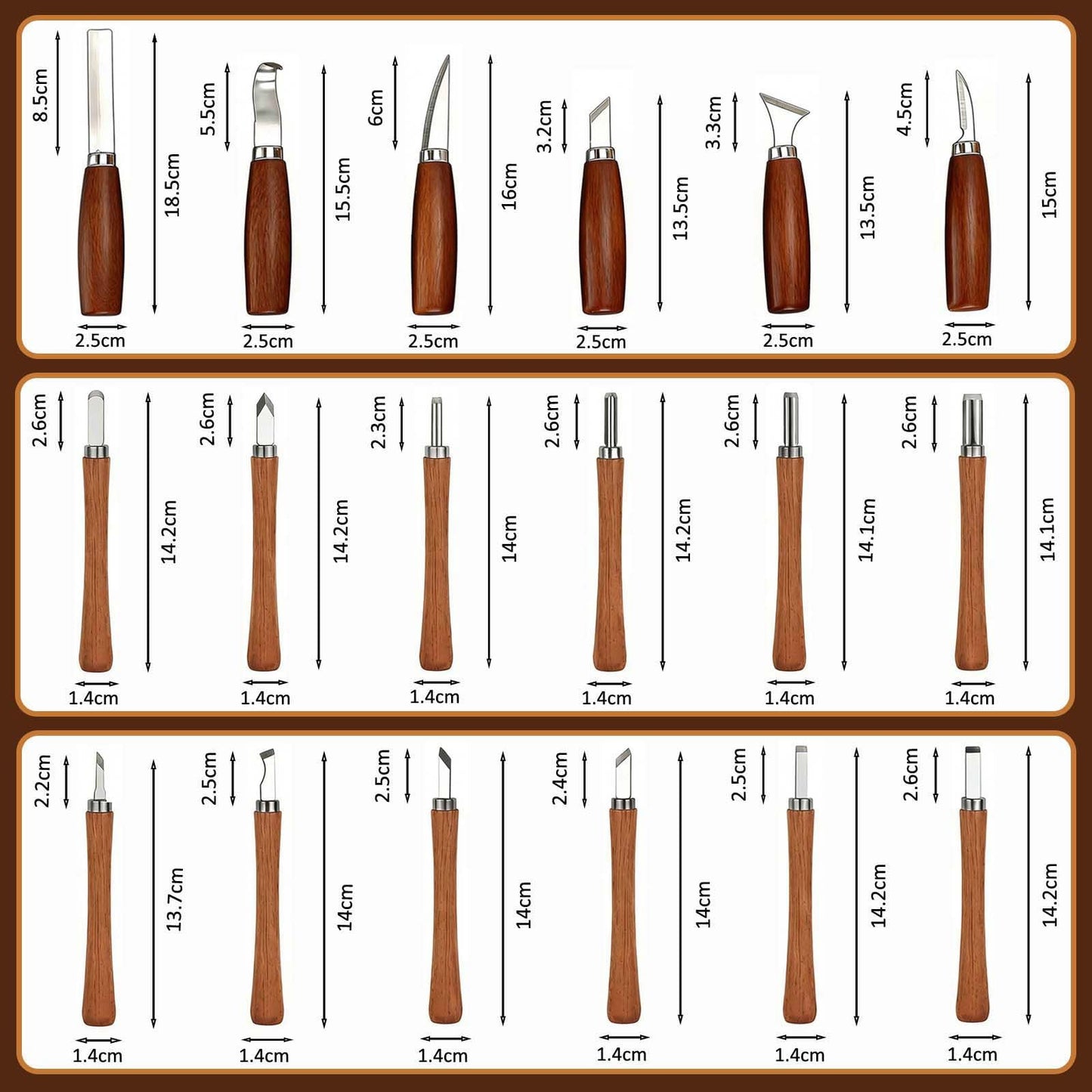 Wood Carving Kit, 18Pcs Professional Whittling Tools with 6 Wood Carving Knives 12 Detail Knives for Beginners Enthusiasts Gift DIY-Natural Wood-18 pcs