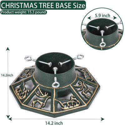 Wenbery Robust Cast Iron Christmas Tree Stand, Extra Heavy Duty Xmas Tree Base for Large Artificial & Real Trees, Supports Up to 8ft Trees, for Christmas Tree Decoration