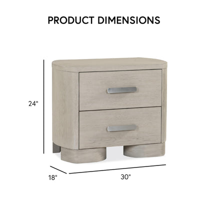 Furniture of America Nainsted Modern Contemporary Solid Wood 30-inch 2-Drawer Nightstand with USB Ports, Rounded Feet, Cedar Bottom Drawer, Easy Assembly for Bedroom, Guest Room, White Oak
