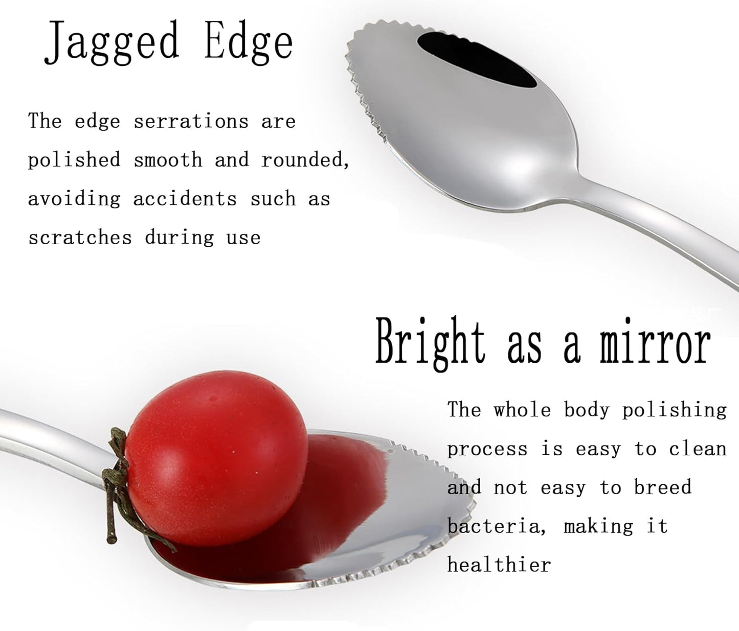 2pcs Stainless Steel Grapefruit Spoons with Serrated Edge, Kitchen Tools for Citrus Fruits, Desserts
